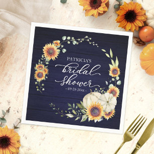 Grünpflanzen Sonnenblumen Pumpkin Fall Brautparty Serviette