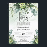 Grünpflanzen sukkulente Blume Blätter 50. Geburtst Einladung<br><div class="desc">Grünpflanzen sukkulente Blume Blätter 50. Geburtstagseinladung,  fünfzig und fabelhaft,  Kontaktieren Sie mich für passende Artikel oder für die Anpassung,  Blush Rose ©</div>