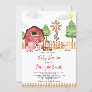 Grünpflanzen Tiere Barnyard Baby Shower Invitat Einladung