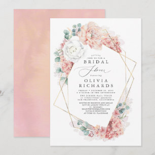 Grünpflanzen und Dusty Rose Blumenkohl Brautparty Einladung