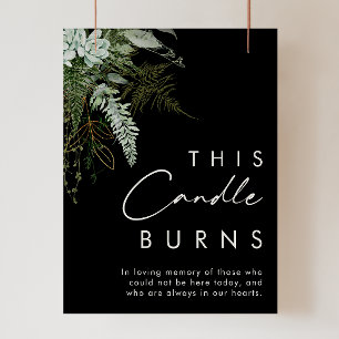 Grünpflanzen und Goldleaf Black This Candle Burn Poster