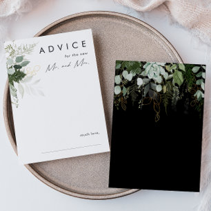 Grünpflanzen und Goldleaf   Black Wedding Advice C Hinweiskarte