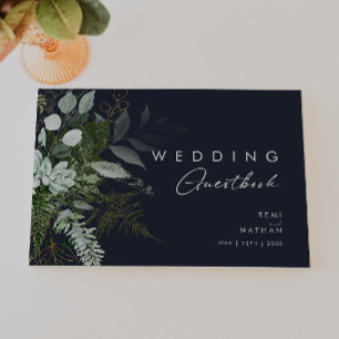 Grünpflanzen und Goldleaf Dunkle Hochzeit der Ma Gästebuch