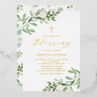 Grünpflanzen und weiße Blume Baby Segen