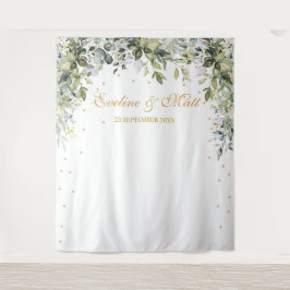 Grünpflanzen von Boho eucalyptus Blätter Hochzeit Wandteppich