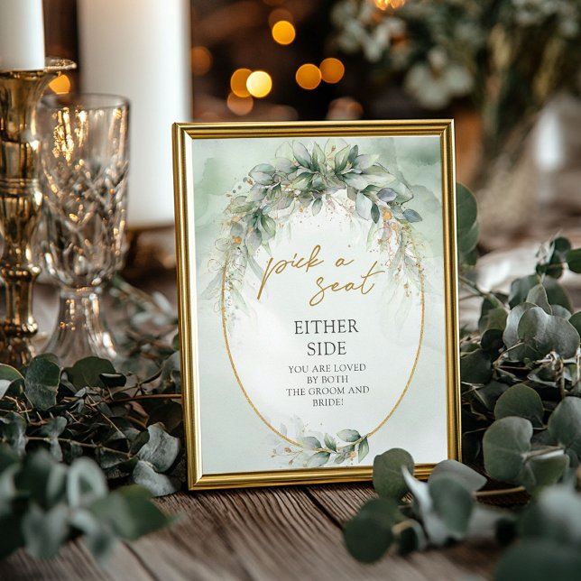 Grünpflanzen von Boho eucalyptus Pick a Seat Eithe Poster (Boho eucalyptus greenery Pick a Seat Either Side Poste)