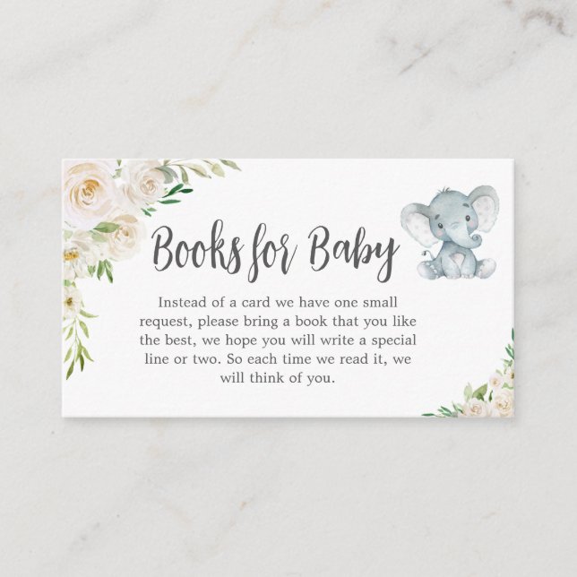 Grünpflanzen Weiße Elefantenbücher für Baby Begleitkarte (Vorderseite)