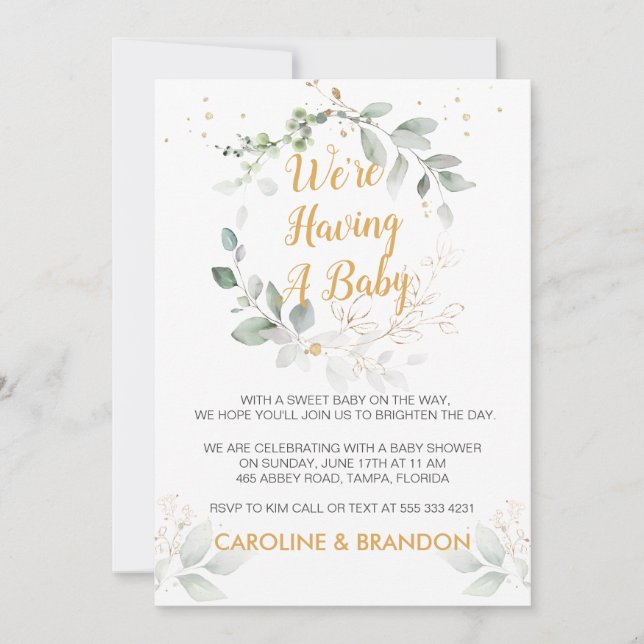 Grünpflanzen Wir haben eine Kinderankündigung Einladung (Vorderseite)