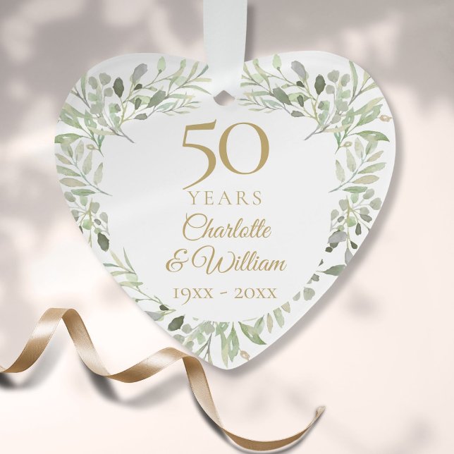 Grünpflanzen zum 50. Geburtstag der Hochzeit Ornament (50th Gold Wedding Anniversary Greenery Ornament)
