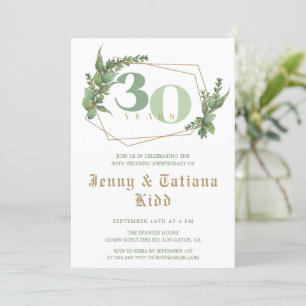 Grünrahmen 30. Hochzeitstag Einladung