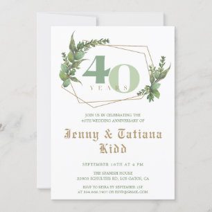 Grünrahmen 40. Hochzeitstag Einladung