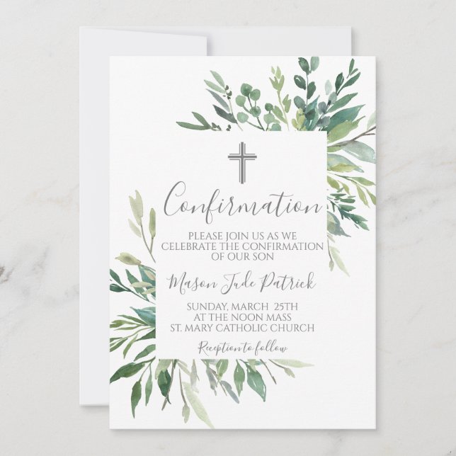 Grünrahmen Bestätigung Einladung (Vorderseite)