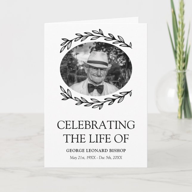 Grünrahmen Oval Foto Beerdigung Programm (Vorderseite)