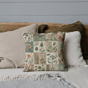 Grünrosa Patchwork Quilt rustikales Retro Vintag Kissen