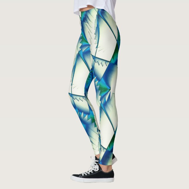 Grünsägen oder Zickzack auf intensiven Zyan bis kö Leggings (Links)