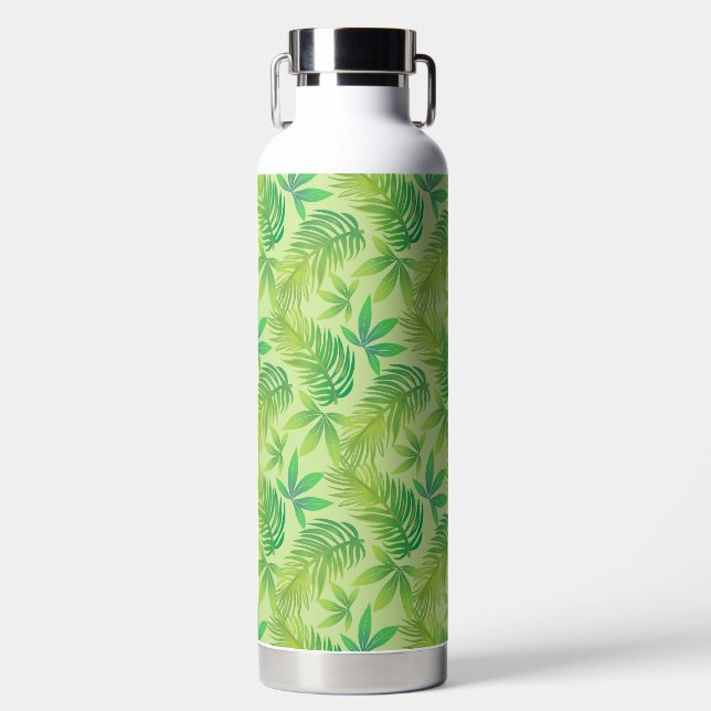 GRÜNSCHATTEN TROPISCHE FARNBLÄTTER TRINKFLASCHE (Vorderseite)