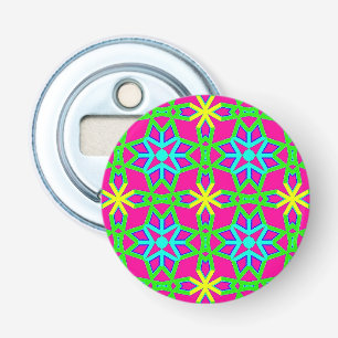 Grünschattierungen Pink Gelb Blau 3D-Kaleidoskop~ Flaschenöffner