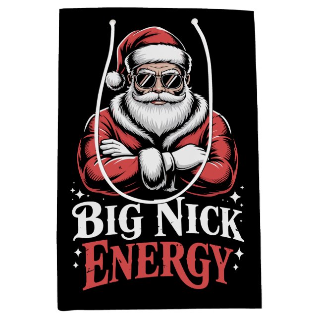 Grunt Style Big Nick Energy Funny Santa Christmas  Mittlere Geschenktüte (Vorderseite)