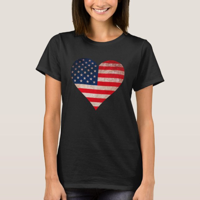 Grunt USA Flag Herz Patriotic American Flag getrag T-Shirt (Vorderseite)