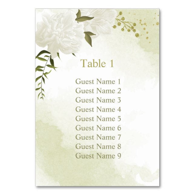 Grüntafel der romantischen weißen Blume Tischnummer (Vorderseite)