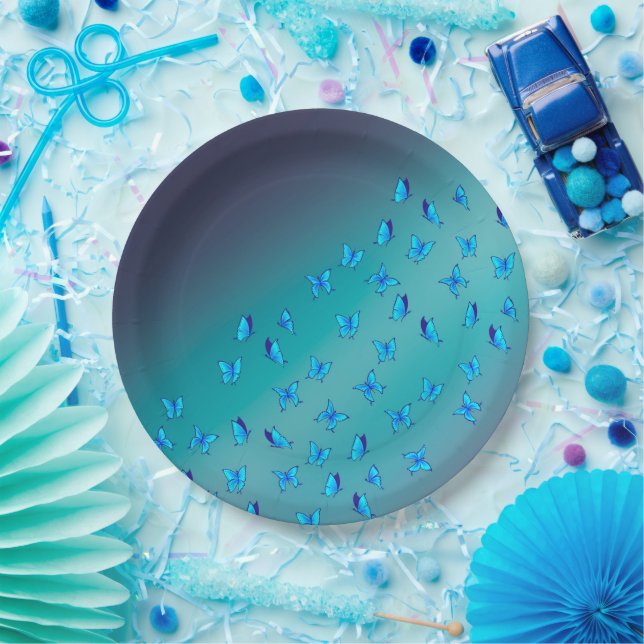 Grüntafel für verzauberte Schmetterlinge Pappteller (Party)