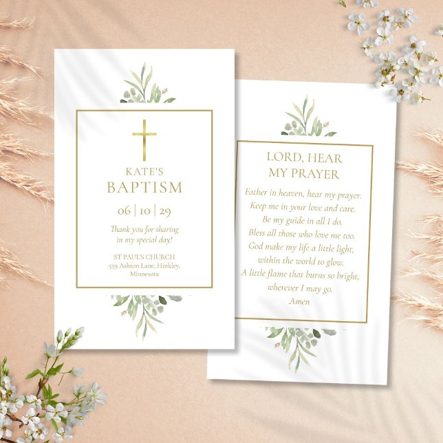 Grüntaufe Christening Prayer Card Begleitkarte (Greenery Baptism Christening Prayer Card)