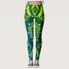 Grüntöne + Blautöne und Schwarz auf maßgeschneider Leggings