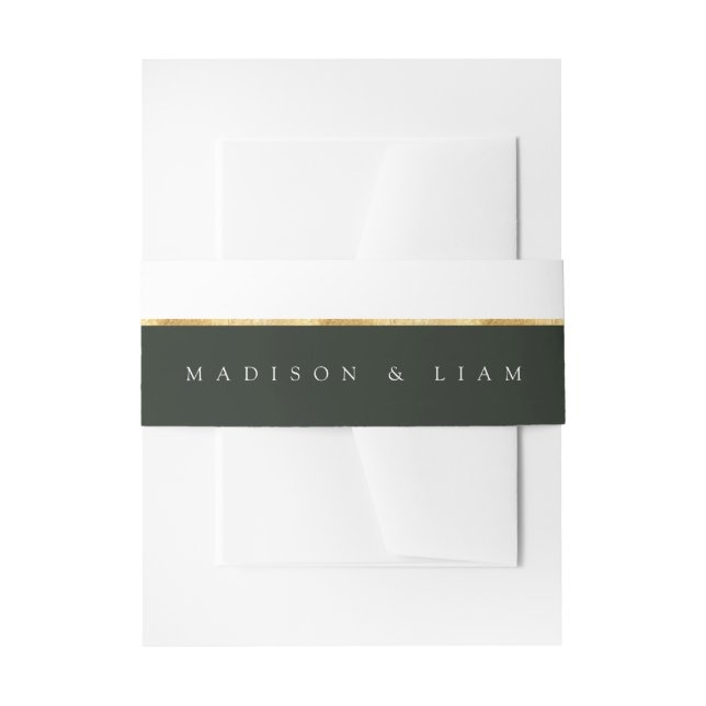 Grüntöne Goldfolie Monogram, Grünes Bauchband Einladungsbanderole (Vorderseite Beispiel)