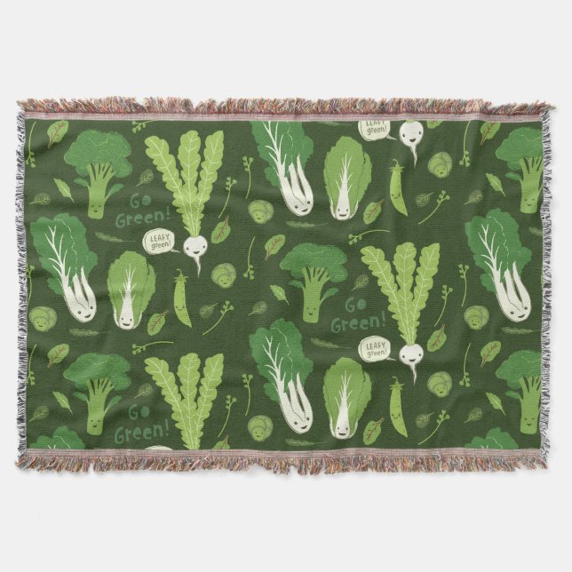 Grüntöne mit Blättern Happy Garden Veggies Niedlic Decke (Vorderseite)