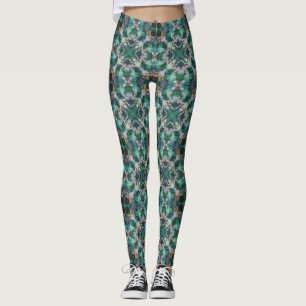 Grüntürkisfarbene Ornamente Leggings