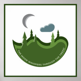 Grünwald in der Mondlicht-Illustration Poster
