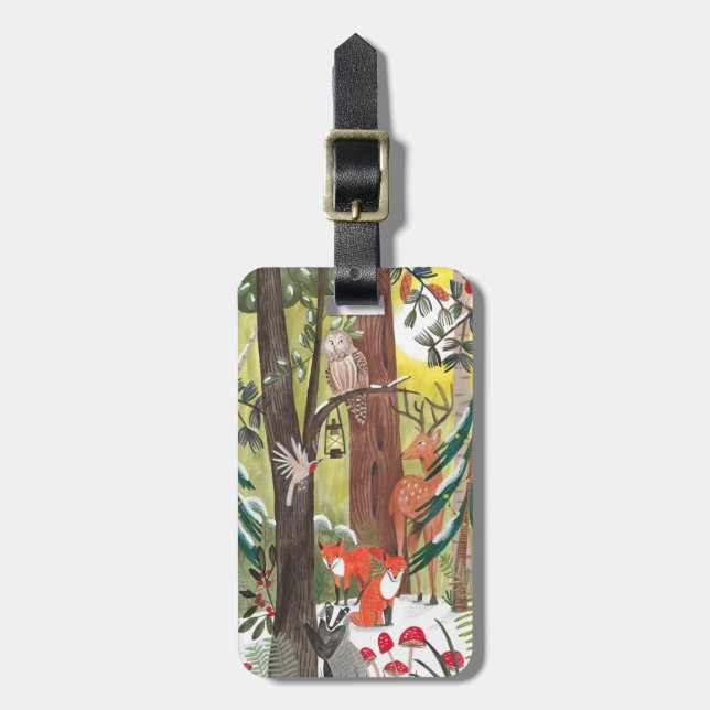 Grünwald mit Waldtieren Gepäckanhänger (Vorderseite vertikal)