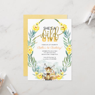 Grünwald Sie ist ein wilder erster Geburtstag Einladung