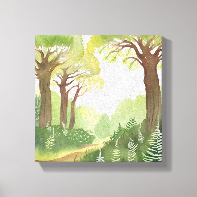 Grünwälder | Natur Schöne Wasserfarbe Leinwanddruck (Vorderseite)