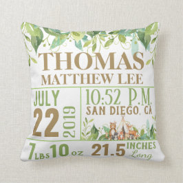 Grünwaldtiere Birth Stats Kinderzimmer Girl Kissen