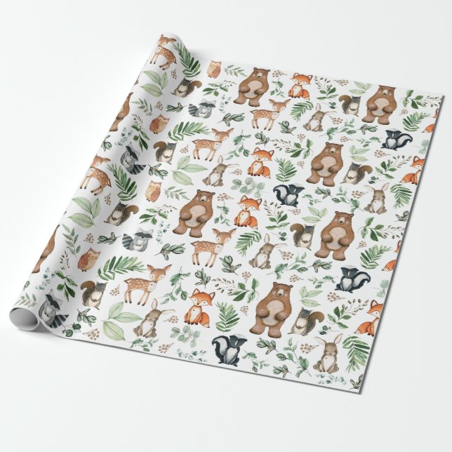 Grünwaldtiere Tiere Birthday Wild One Geschenkpapier (Ungerollt)