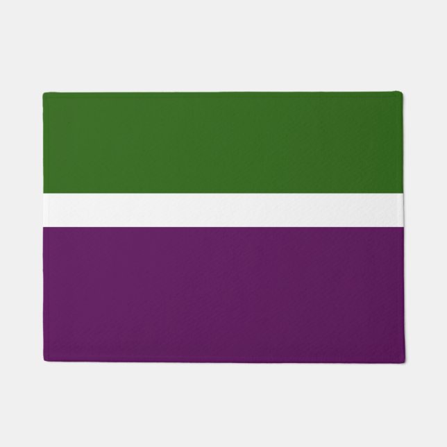 Grünweißes Lila Schlichtes Farbblockdesign Fußmatte (Vorderseite)