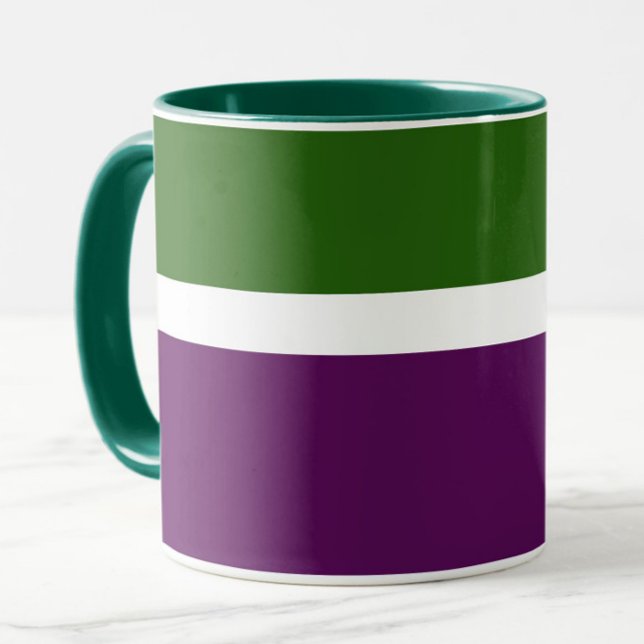Grünweißes Lila Schlichtes Farbblockdesign Tasse (Von Creator hochgeladen)