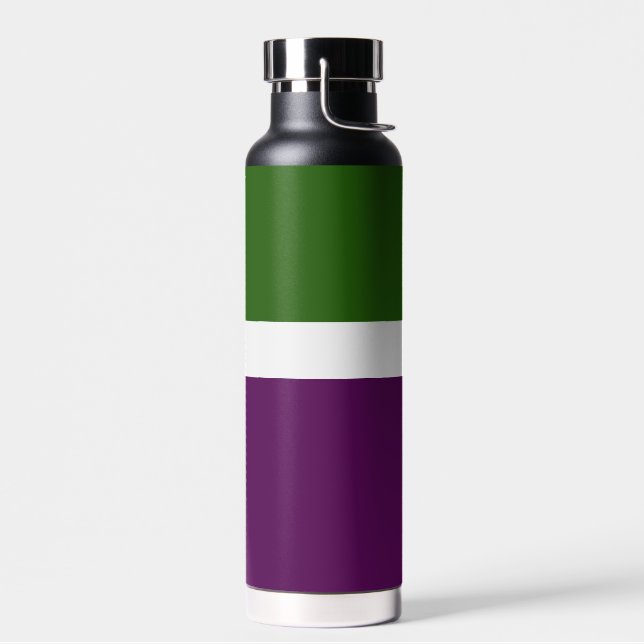 Grünweißes Lila Schlichtes Farbblockdesign Trinkflasche (Links)