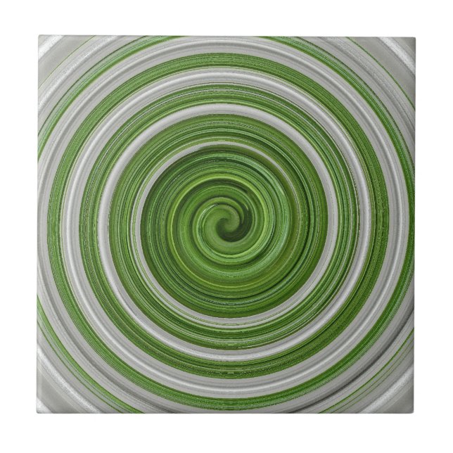 Grünweißes Spiralmuster Fliese (Vorderseite)