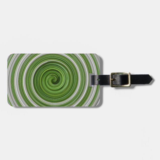 Grünweißes Spiralmuster Gepäckanhänger (Vorderseite horizontal)
