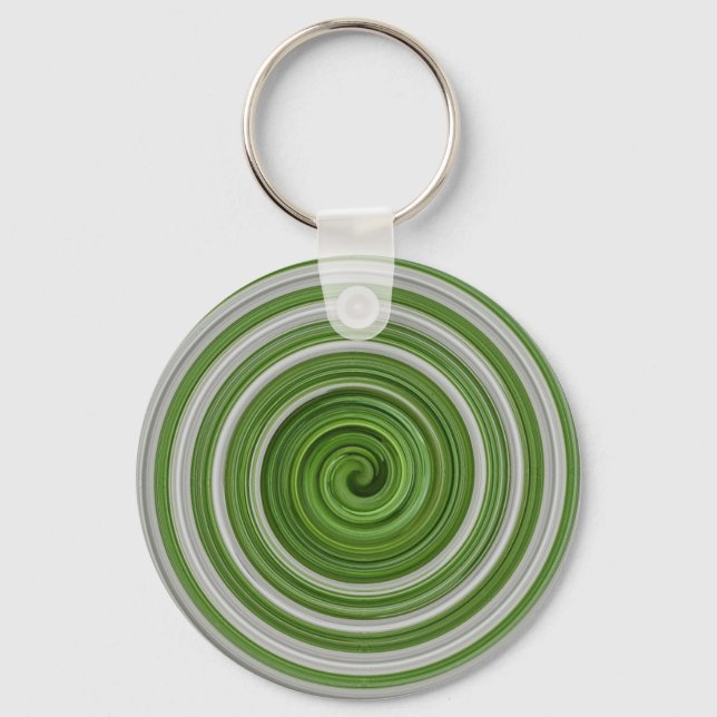 Grünweißes Spiralmuster Schlüsselanhänger (Vorderseite)