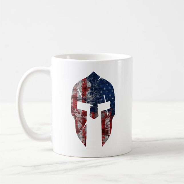 Grunzen-Art-amerikanisches spartanisches Kaffeetasse (Links)