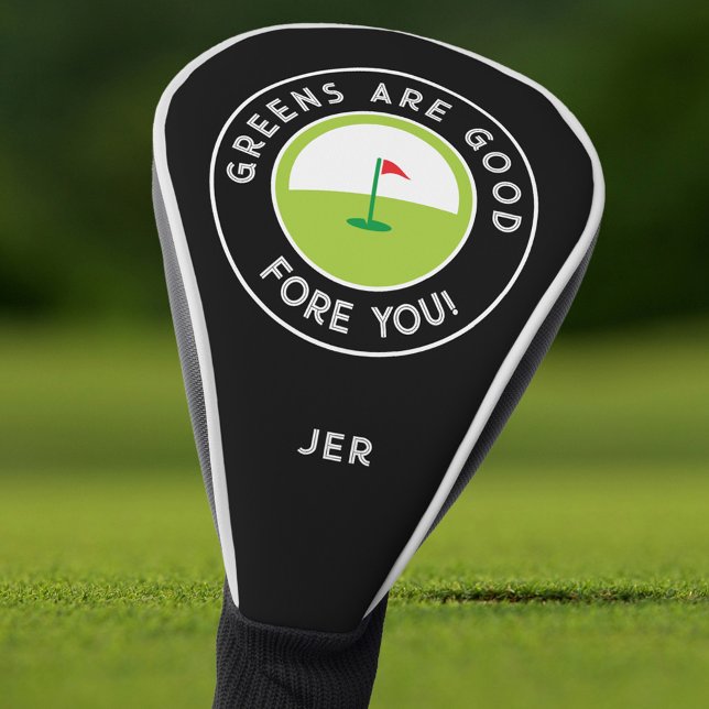 Grünzeug ist gut für dich Monogramm Golf Headcover (Greens Are Good Fore You Monogrammed Golf Head Cover)