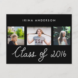 Gruppe 2016 Typografie: drei Fotos Graduate Einladungspostkarte