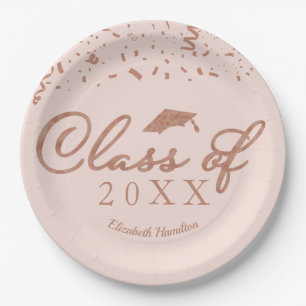 Gruppe 2021 Rose Gold Foil Graduation Party rosa Pappteller