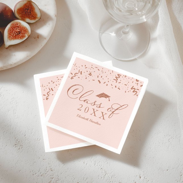 Gruppe 2021 Rose Gold Foil Graduation Party rosa Serviette (Von Creator hochgeladen)