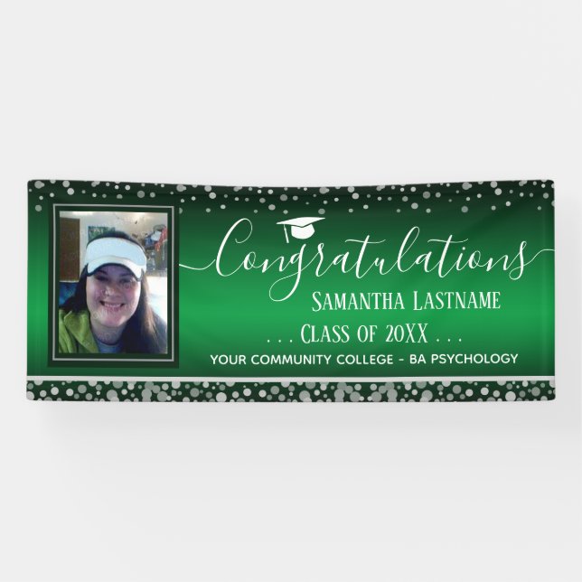 Gruppe 2022 Abschluss Silver Confetti Ein Foto Banner (Horizontal)