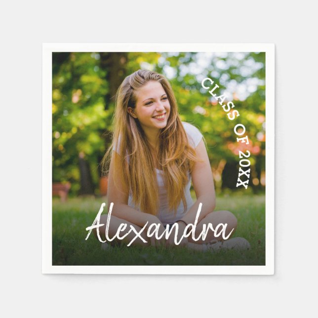 Gruppe 2025 Foto Graduation Party Serviette (Vorderseite)
