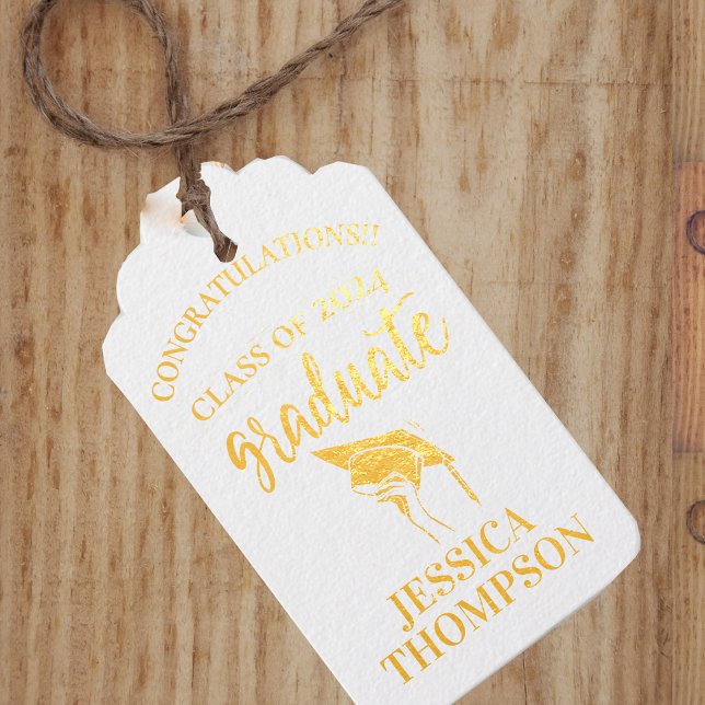 Gruppe 2025 Glückwünsche Foto Abschluss Geschenkanhänger (Class of 2024 Congratulations Photo Graduation Foil Gift Tags)